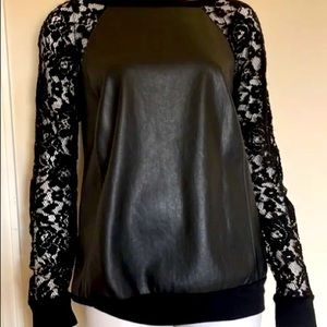 Bailey 44 Stolen Bride Lace and Faux Leather Top